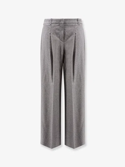 Hugo Boss Melange Wool Blend Trousers In Gray