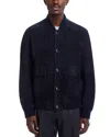 Hugo Boss Boss Melot Goat Suede Bomber Jacket In Dark Blue