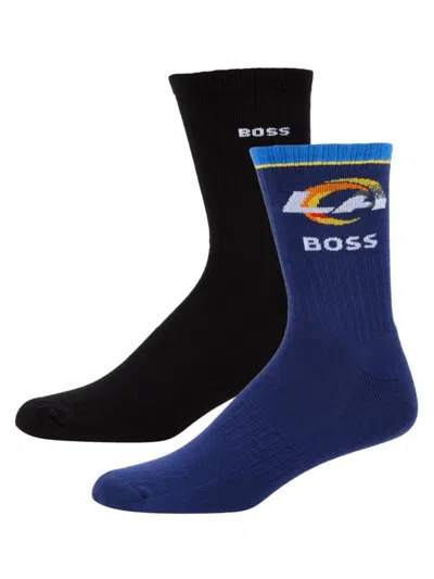 Hugo Boss Men's 2-pack Logo Crew Socks In Multi