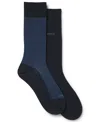 Hugo Boss Men's 2-pack Mini Pattern And Solid Socks In Blue