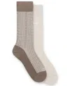 Hugo Boss Men's 2-pack Mini Pattern Soft Socks In Brown