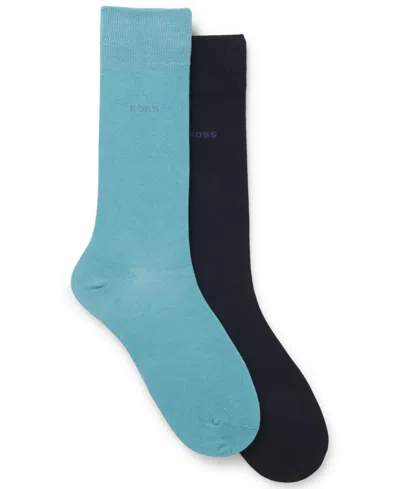 HUGO BOSS MEN'S 2-PACK UNIFORM COLOR REGULAR LENGTH SOCKS