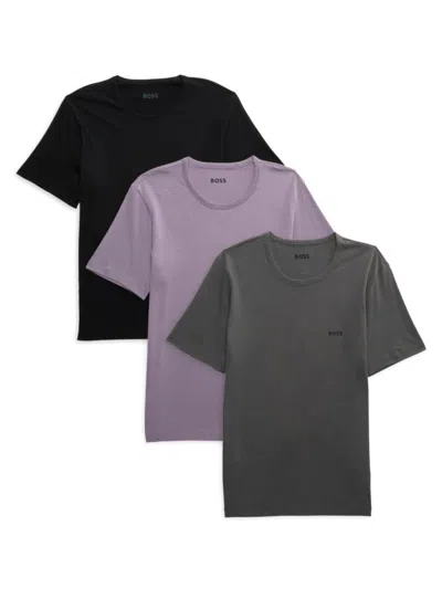 Hugo Boss Men's 3-pack Assorted Crewneck T-shirts In Charcoal Multicolor