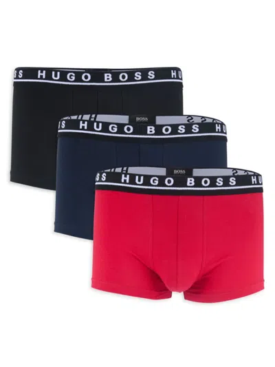 Hugo Boss Men's 3-pack Boxer Briefs In Red Multicolor