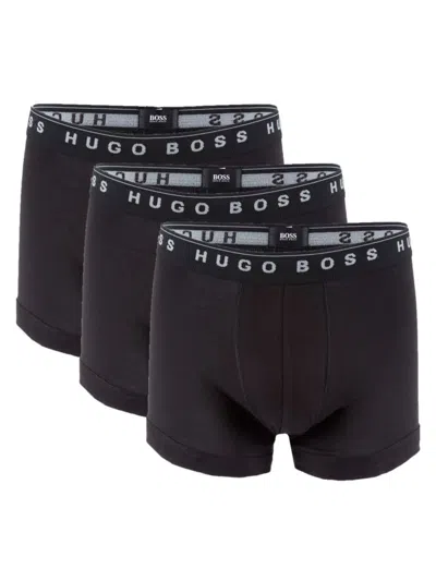 Hugo Boss Men's 3-pack Logo Boxer Briefs In Black