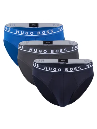 Hugo Boss Men's 3-pack Logo Briefs In Blue Multi