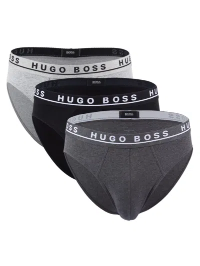 Hugo Boss Men's 3-pack Logo Briefs In Grey