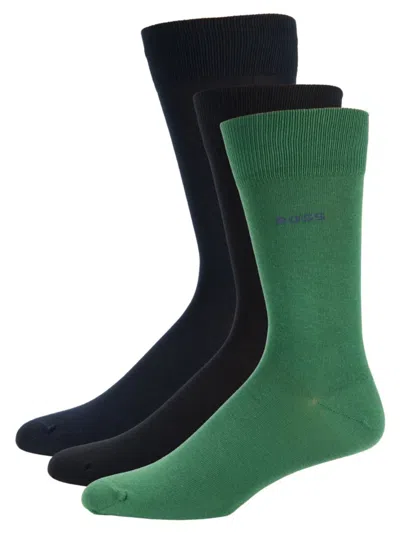 Hugo Boss Men's 3-pack Logo Socks In Green Multicolor