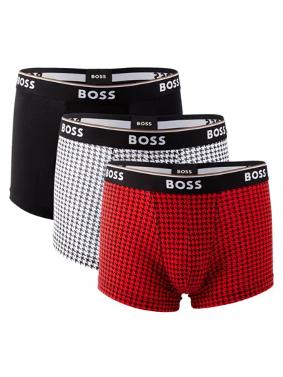 Hugo Boss Men's 3-pack Logo Trunks In Red