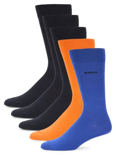 Hugo Boss Men's 5-pack Logo Crew Socks In Multi