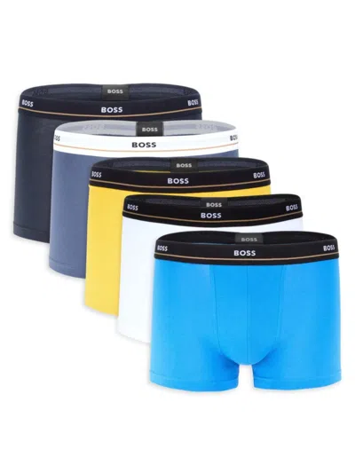 Hugo Boss Men's 5-pack Solid Boxer Briefs In Blue Multicolor