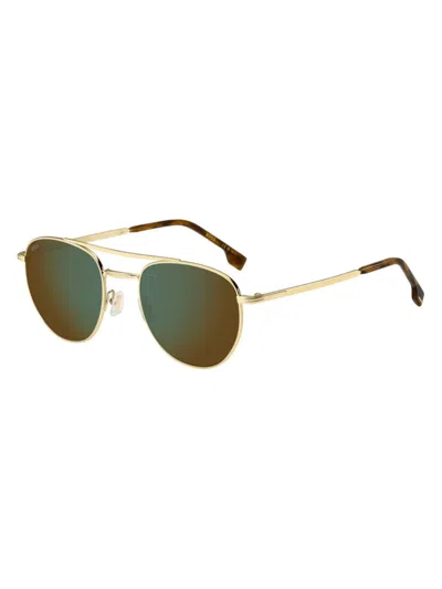Hugo Boss Men's 53mm Metal Aviator Sunglasses In Gold Green Mirror