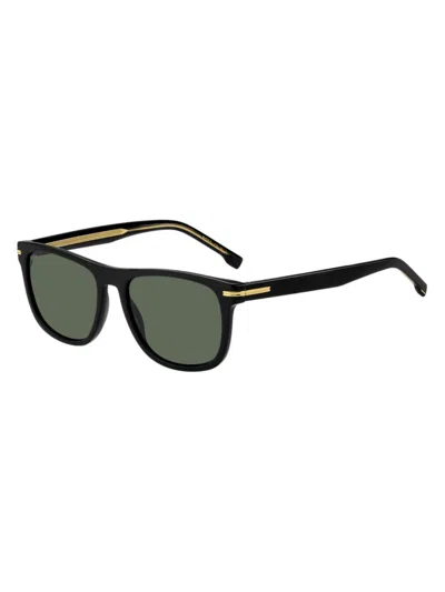 Hugo Boss Men's 55mm Acetate Rectangular Sunglasses In Black