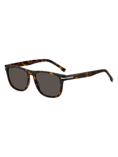 Hugo Boss Men's 55mm Acetate Rectangular Sunglasses In Brown