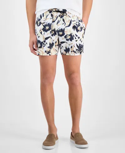 Hugo Boss Men's Abstract Floral 5" Swim Shorts In Natural