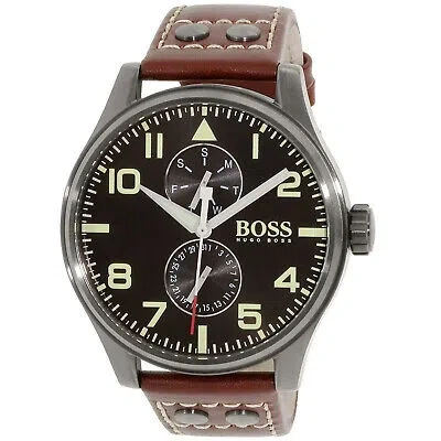 Pre-owned Hugo Boss Men's Aeroliner Maxx Black Dial Watch - 1513079