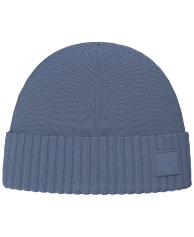 Hugo Boss Men's Akaio Turn-up Beanie Hat In Blue