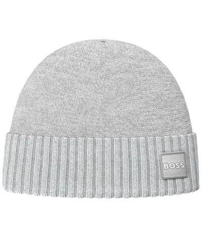 Hugo Boss Men's Akaio Turn-up Beanie Hat In Gray