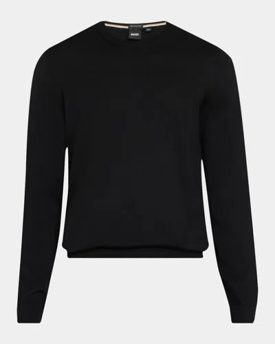 Hugo Boss Men & Apos;s Merino Wool Crewneck Sweater In Black
