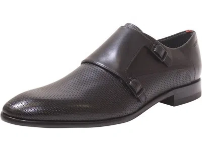 Pre-owned Hugo Boss Men's Appeal Monk Strap Loafers Leather Dress Shoes Black