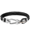 Hugo Boss Men's Ares Prime Black Leather Bracelet In Black