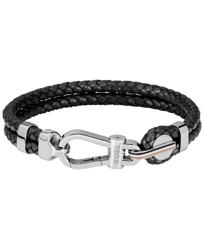 Hugo Boss Men's Ares Prime Black Leather Bracelet
