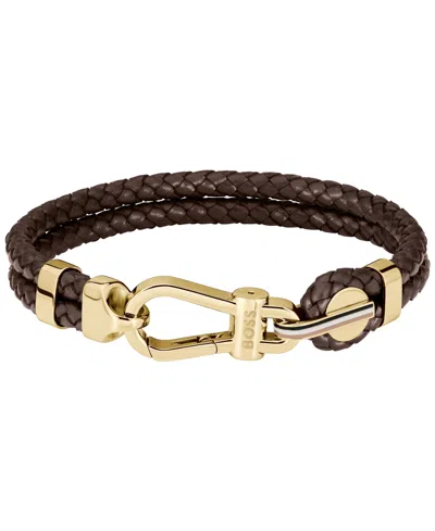 Hugo Boss Men's Ares Prime Brown Leather Bracelet