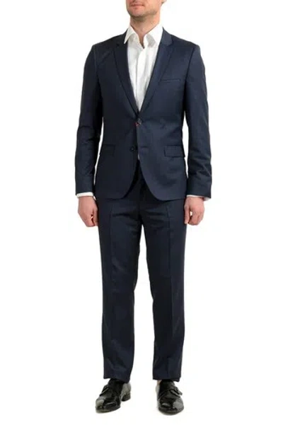Pre-owned Hugo Boss Men's "arti/hesten182" Extra Slim Fit 100% Wool Blue Two Button Suit