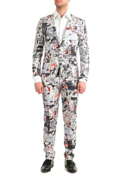 Pre-owned Hugo Boss Men's "arti/hesten182" Extra Slim Fit 100% Wool Two Button Suit In Multicolor