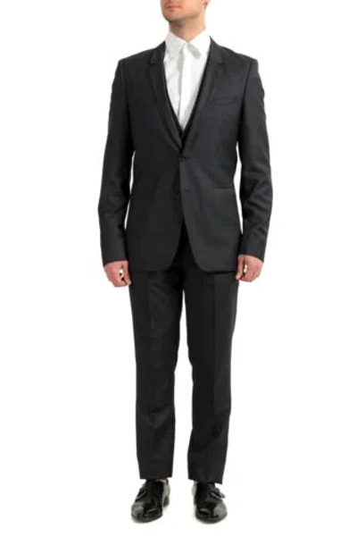 Pre-owned Hugo Boss Men's "arti/hesten183v1" Extra Slim Fit 100% Wool Three Piece Suit In Gray