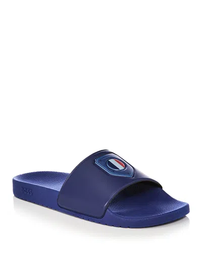 Hugo Boss Men's Aryeh Soccer Slides In France In Blue