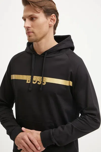 Hugo Boss Men's Authentic Pullover Hooded Sweatshirt, Black Crow