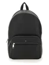 Hugo Boss Black Pebble-grained Faux-leather Backpack In Black