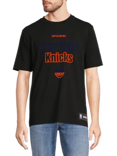 Hugo Boss Men's Basket Logo Tee In Black Knicks
