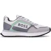Hugo Boss Men's Big Logo Mesh Mix Lace Up Sneaker, White/pearl Grey In Multi