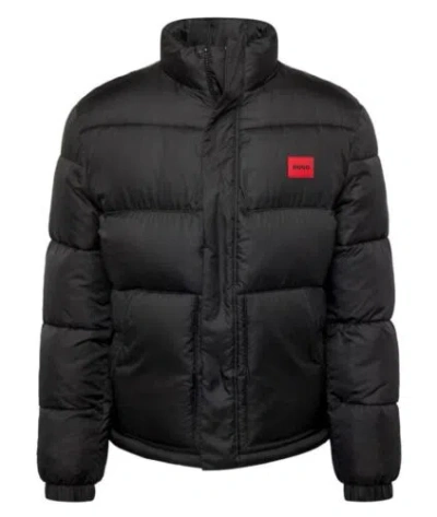 Pre-owned Hugo Boss Men Black Balto 2411 Quilted Puffer High Collar Cotton Coat Jacket