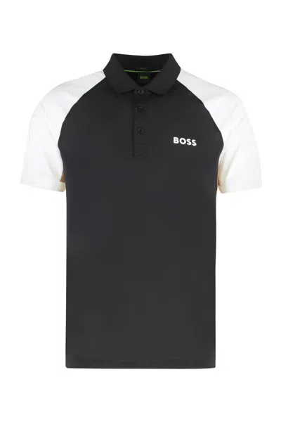 HUGO BOSS MEN BLACK COLOR BLOCK LOGO POLO, XXL LUXURY POLOS FOR MEN DARVEYS