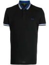 HUGO BOSS MEN'S BLACK COTTON JERSEY SHORT SLEEVE POLO T-SHIRT