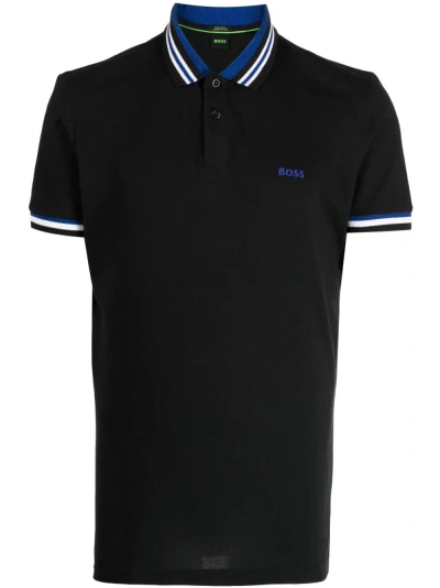 Hugo Boss Men's Black Cotton Jersey Short Sleeve Polo T-shirt