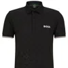 HUGO BOSS MEN'S BLACK EMBOSSED LOGO PATEO MB 12 SHORT SLEEVE POLO T-SHIRT