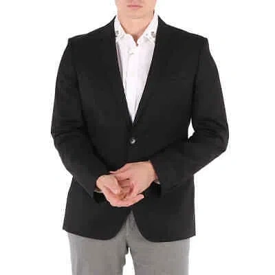 Pre-owned Hugo Boss Men's Black Slim-fit Hayes Jacket In Virgin Wool, Brand Size 50