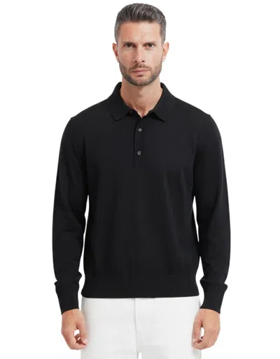Hugo Boss Men Black Solid Full Sleeves Polo
