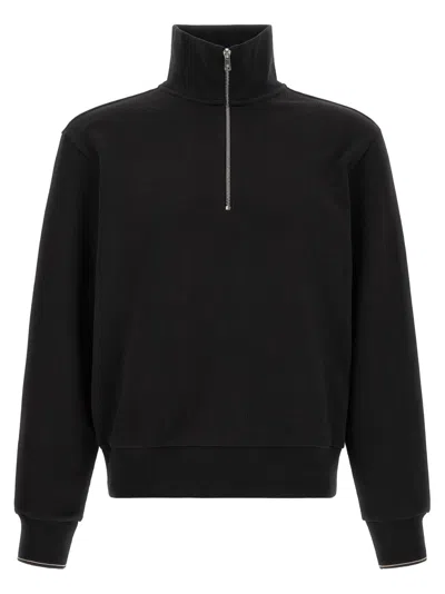 Hugo Boss Men Black Textured Mock Collar Sweatshirt In Transparent