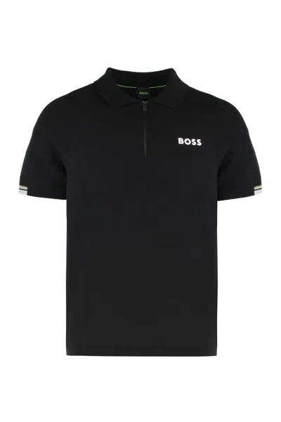 Hugo Boss Men Black Zipped Logo Polo, Xxl Luxury Polos For Men Darveys