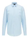 Hugo Boss Blue Solid Regular Shirts In Blue