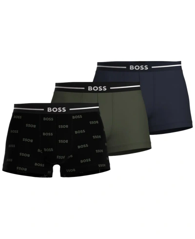 Hugo Boss Boss By  Men's Bold Design Trunks, Pack Of 3 In Green