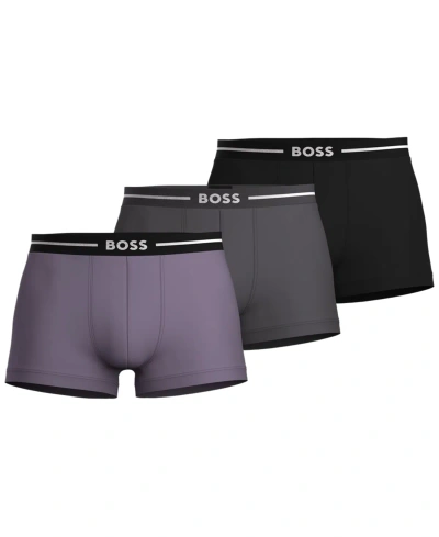 Hugo Boss Boss Organic Cotton Bold Trunks (pack Of 3) In Black
