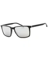 Hugo Boss Silver Mirror Rectangular Men's Sunglasses Boss 1556/o/s 0o6w/t4 57 In Black