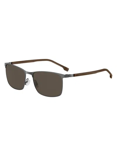 Hugo Boss Men's Boss1635s 57mm Rectangular Sunglasses In Brown
