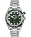 Hugo Boss Men's Bossmatic Silver Stainless Steel Watch, 42mm In Silver,green